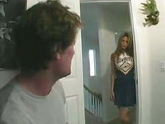 CrocoPost presents: Cheerleader gets it on couch.
