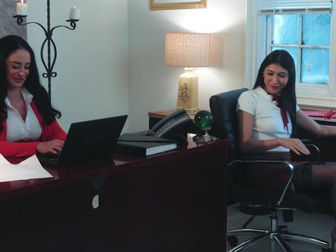 CrocoPost presents: Big butt boss spreads legs to ride her coworker on the bed