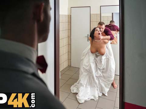 CrocoPost presents: Vip4k. being locked in the bathroom, sexy bride doesnt lose time and seduces random guy