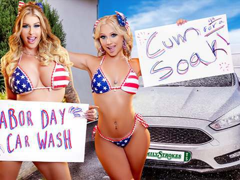 CrocoPost presents: Car wash duo shake tits and score big