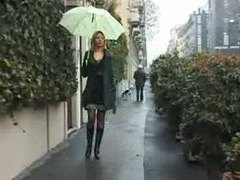 CrocoPost presents: Skirt and boots babe flashes in public