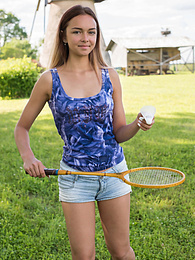 CrocoPost presents: This hot busty babe shows every inch of her perfect body in the park with a great smile