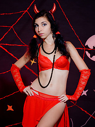 CrocoPost presents: Only one look in the eyes of this fantastic slim teen will tell that she is a little devil inside. No further costume is needed.
