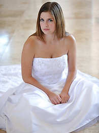 CrocoPost presents: Busty glamorous amateur Danielle models wedding gown indoors & by the pool