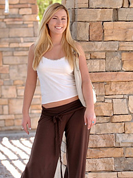 CrocoPost presents: Light-Haired american cutie Summer Solstice removes her clothes and toys her twat
